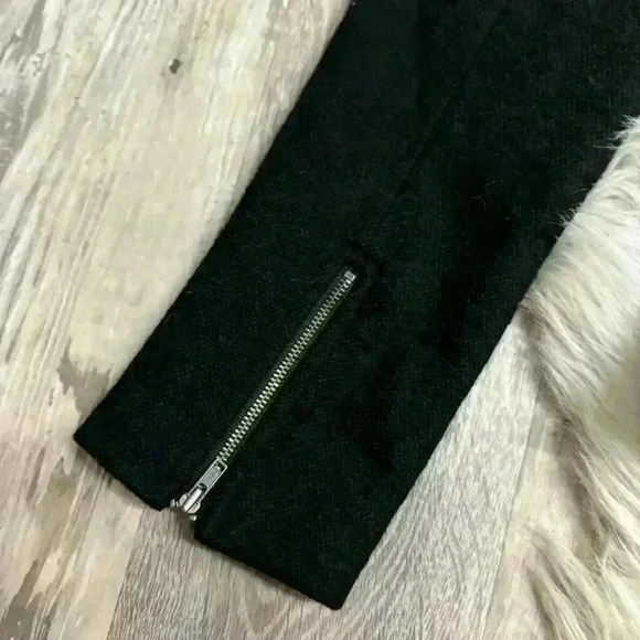 Ann Taylor Loft black wool blend asymmetrical snap blazer jacket, size 4 Petite - Picture 8 of 9